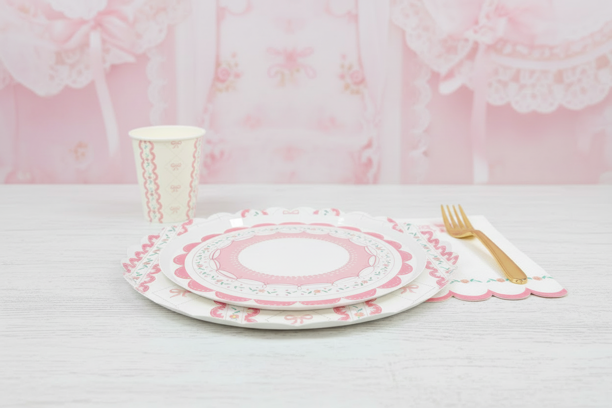 Pink Coquette Dessert Plates 8" (8 Pack)