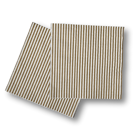 Pinstripe Gold Matte Large Disposable Paper Napkins (16pcs)