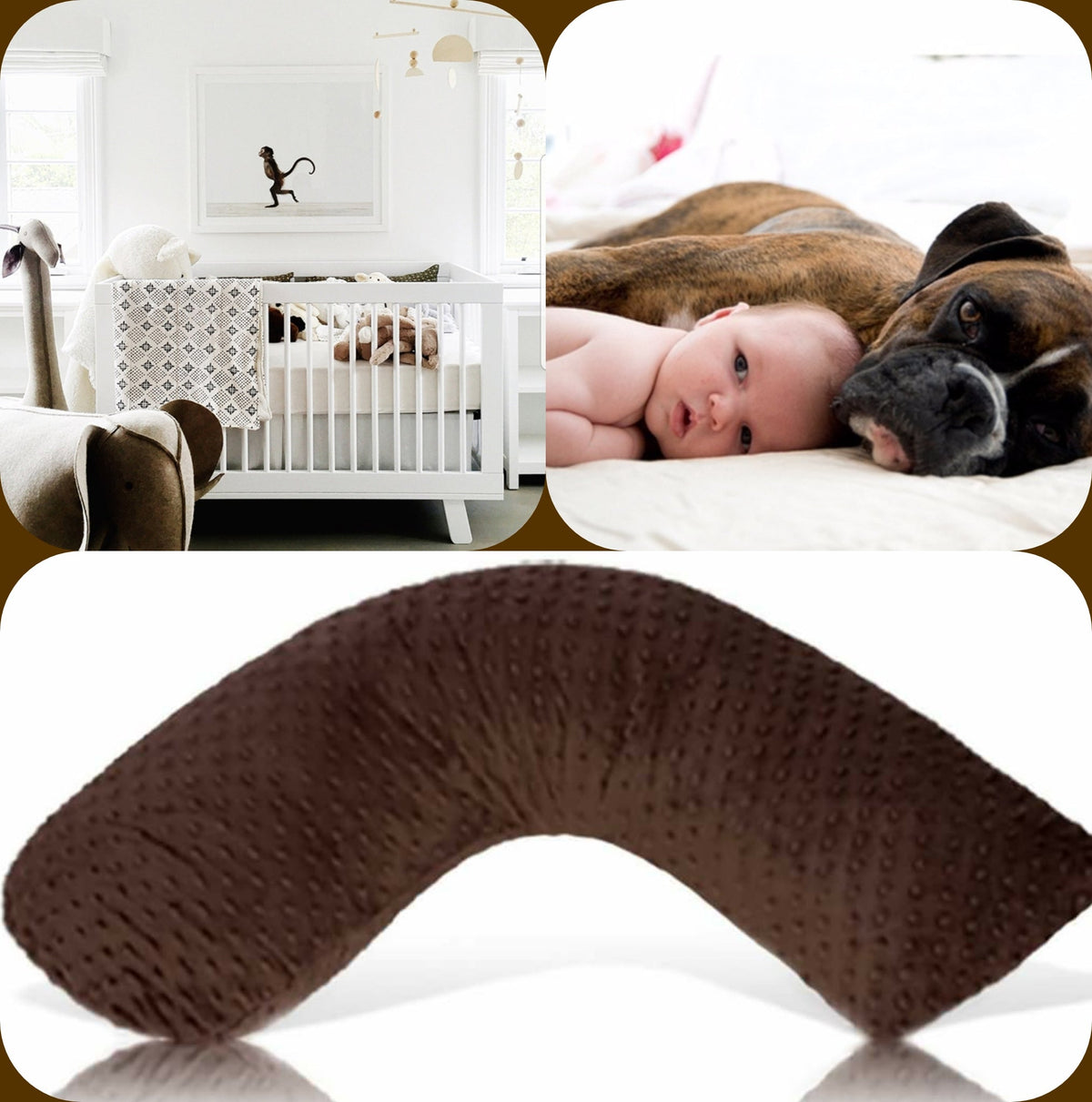 Luna Lullaby® V-Shaped Nursing Pillow | Chocolate Dot Design