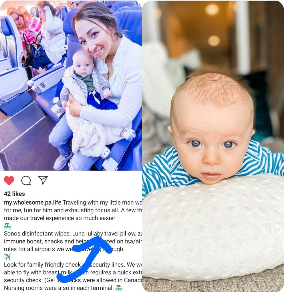 Travel Nursing Pillow - Sage Dot Pattern - Portable Baby Pillow