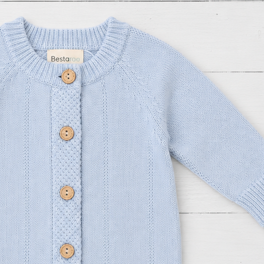 Pointelle Knit Romper in Powder Blue