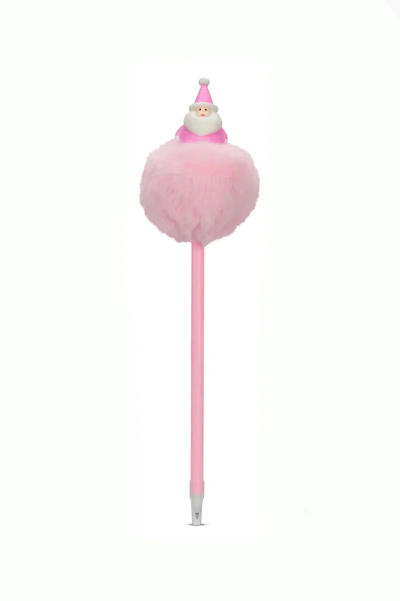Team Santa Plush Pen – Pink Christmas Pom Pom Pen
