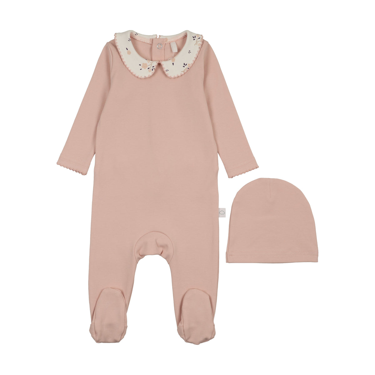 Printed Collar Footie-Blush