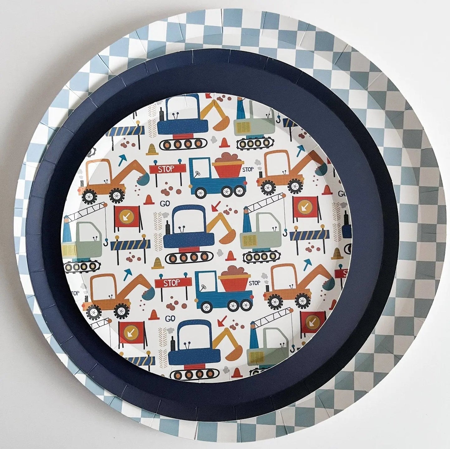Premium Checkered Blue Plate (12pcs)