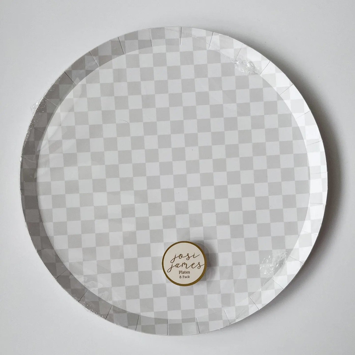 Premium Checkered Light Gray Plate (8pcs)