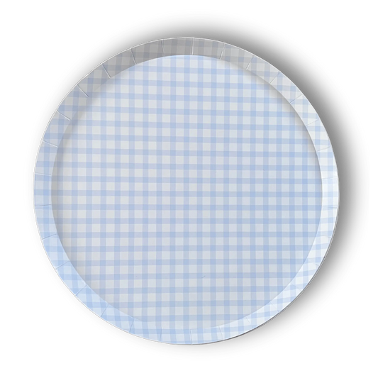 Premium Gingham Baby Blue Plate (12pcs)