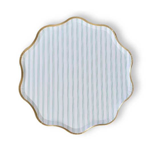 Premium Green Striped Plate (12pcs)
