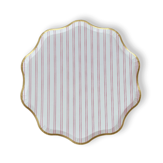 Premium Red Farmhouse Striped Plate (12pcs)