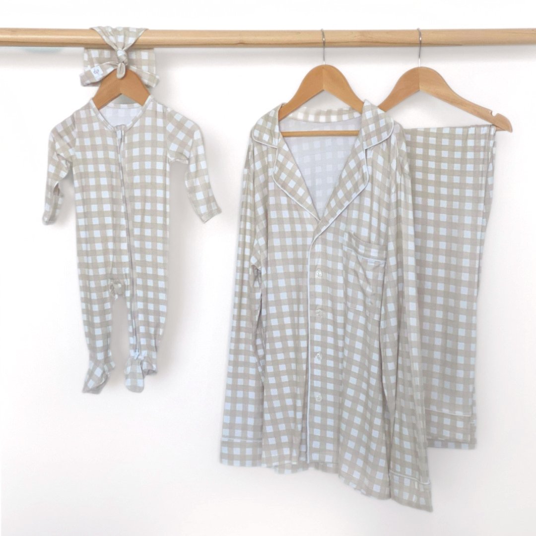 Women's Long Sleeve Pajama Set in Gingham