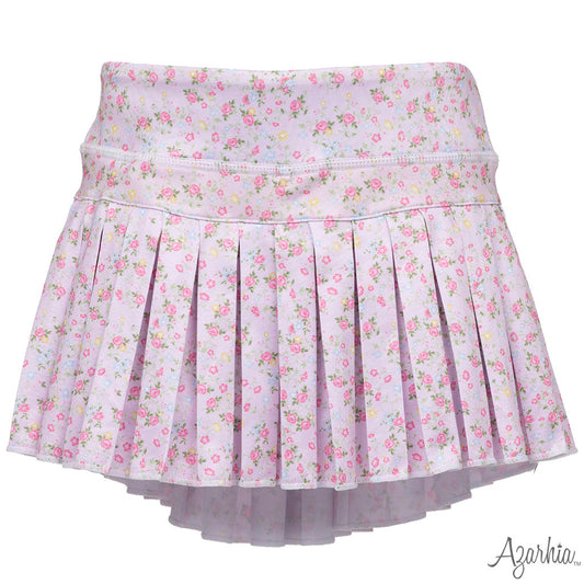Azarhia Girls Pretty in Pink Floral Mini Pleated Skort | Cottagecore Boutique Tennis Skirt