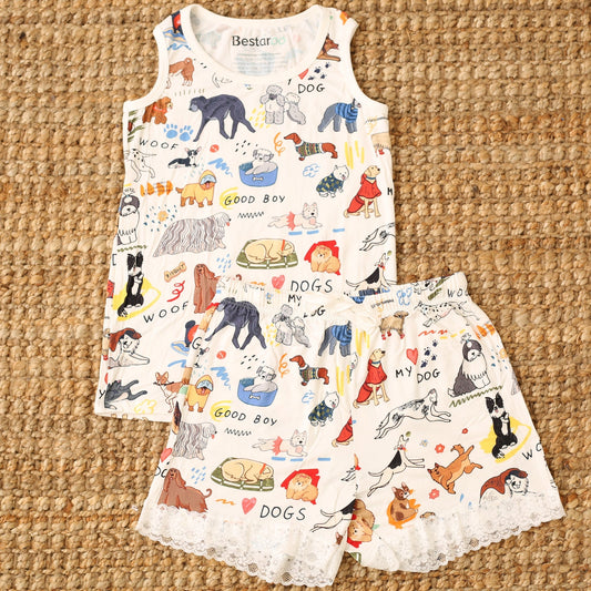 Puppy Pals White Mom Pajama Shorts set