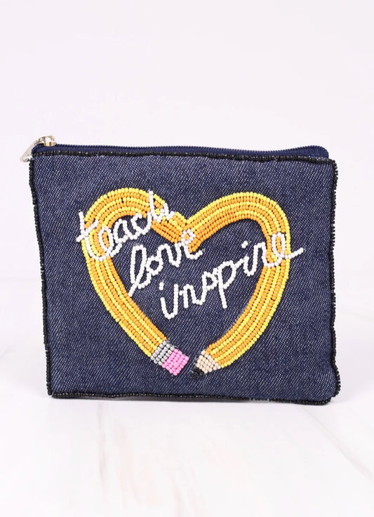Teach Love Inspire Pouch DENIM