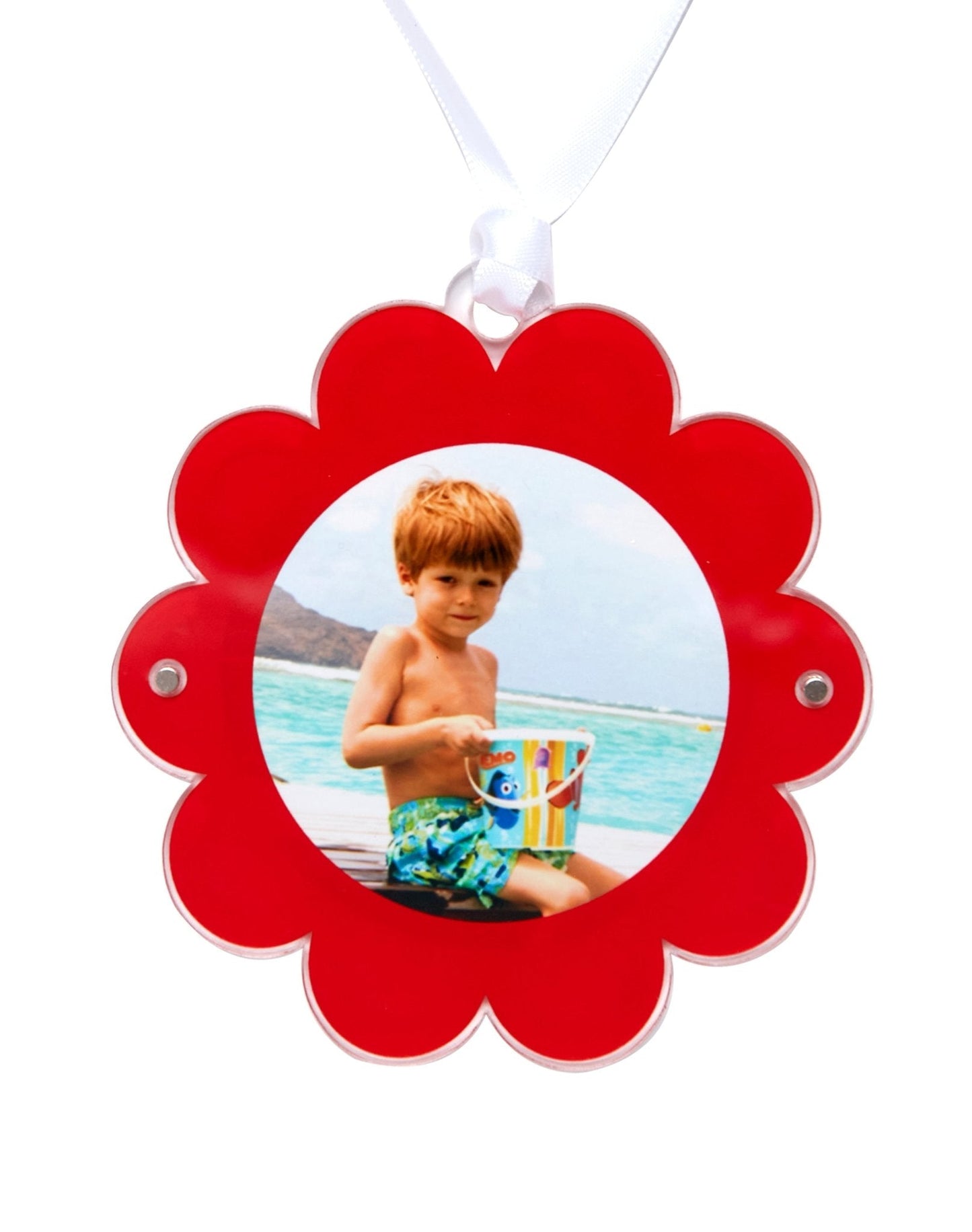 Red Acrylic Double-Sided Daisy Ornament