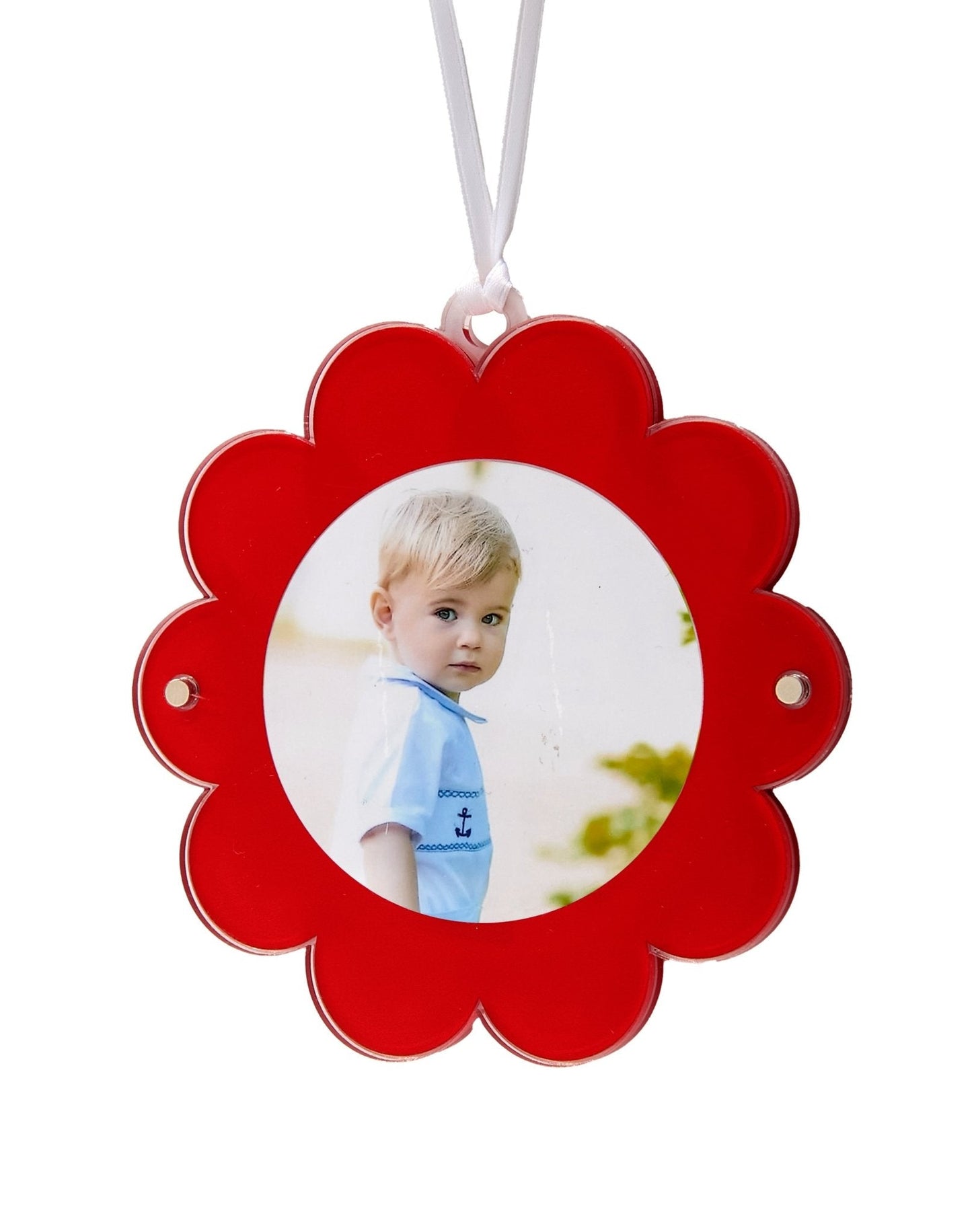 Red Acrylic Double-Sided Daisy Ornament