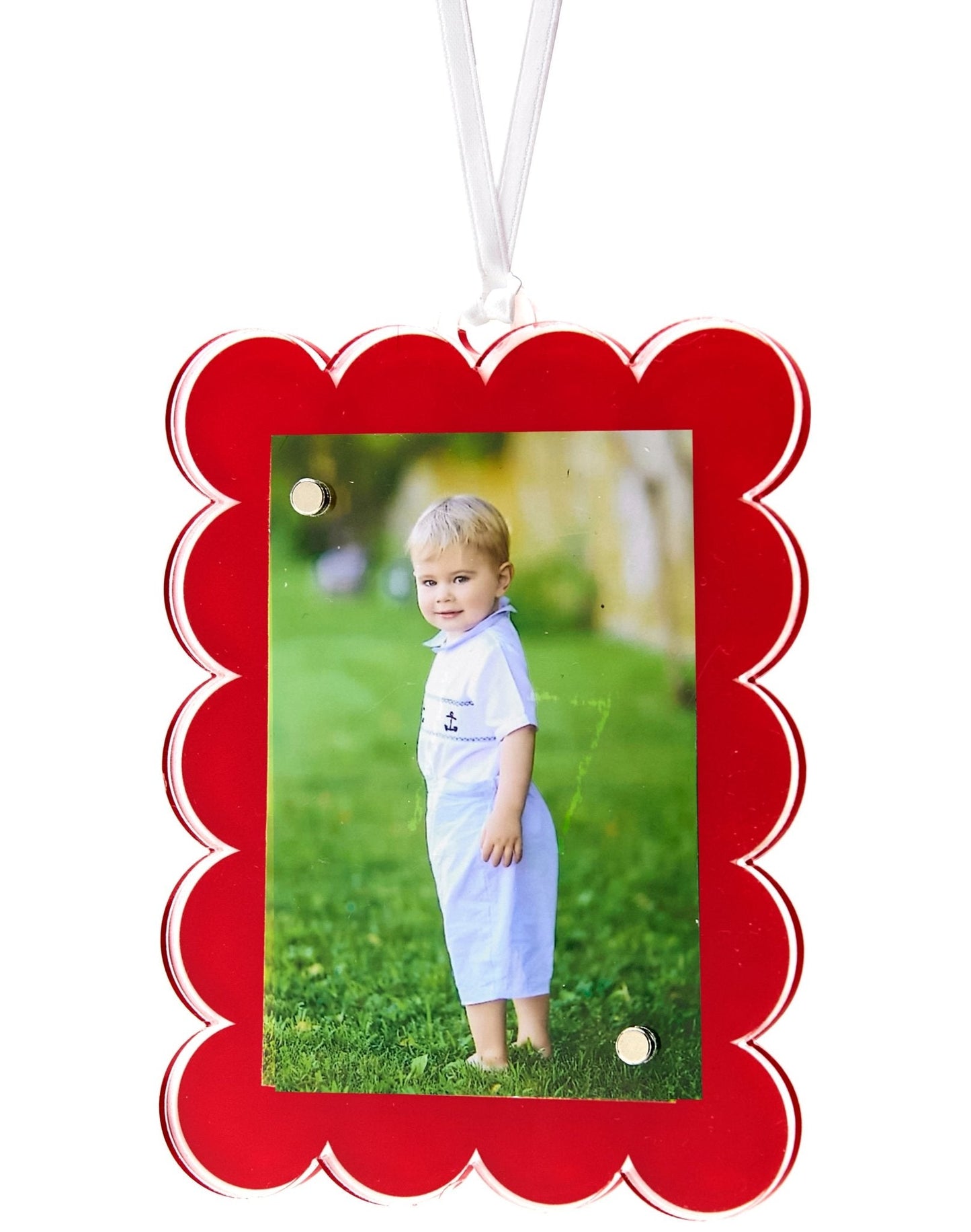 Red Acrylic Double-Sided Scallop Ornament