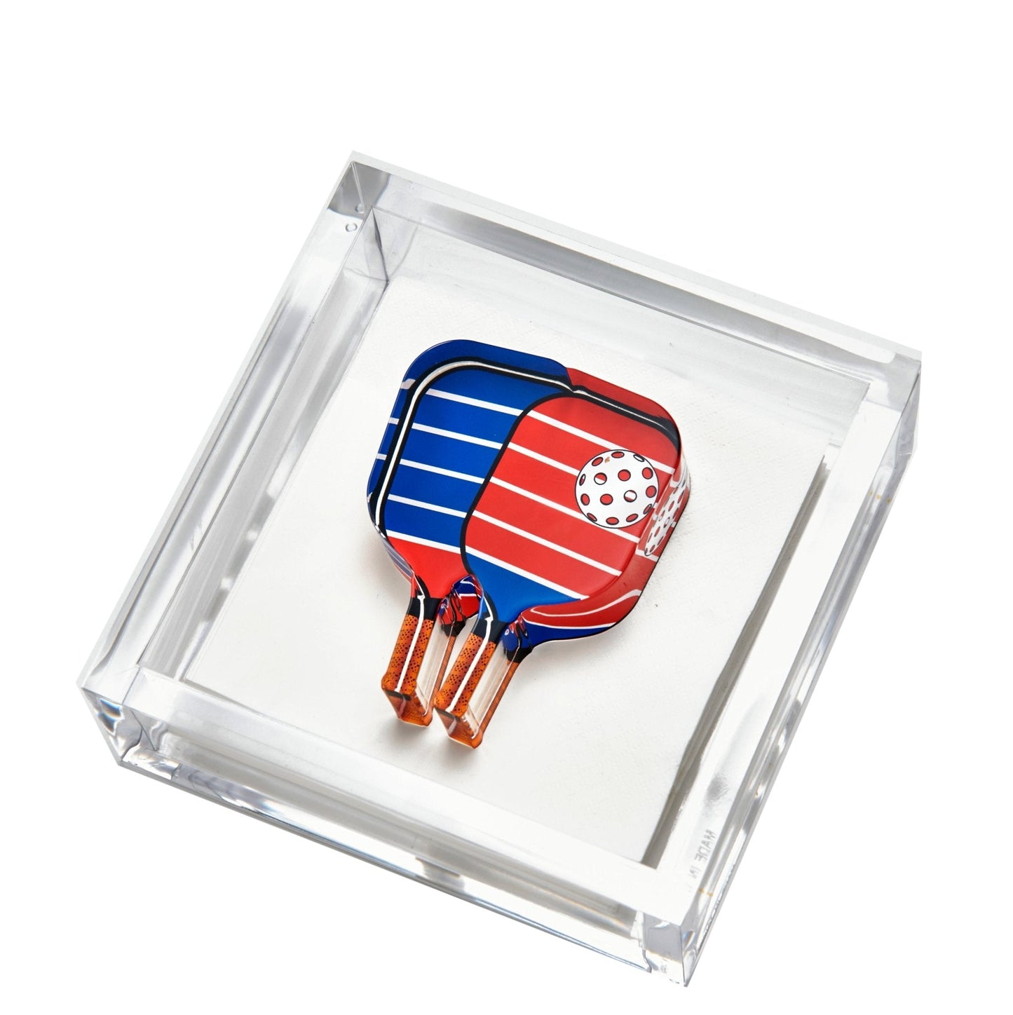 Red & Blue Pickleball Acrylic Cocktail Napkin Holder