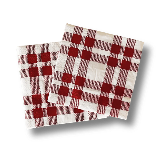 Red Plaid Small Disposable Paper Napkins (16pcs)