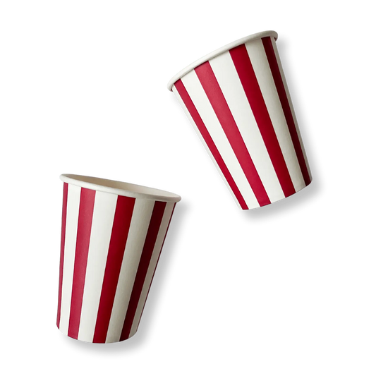 Red & White Striped Cups (8pcs)