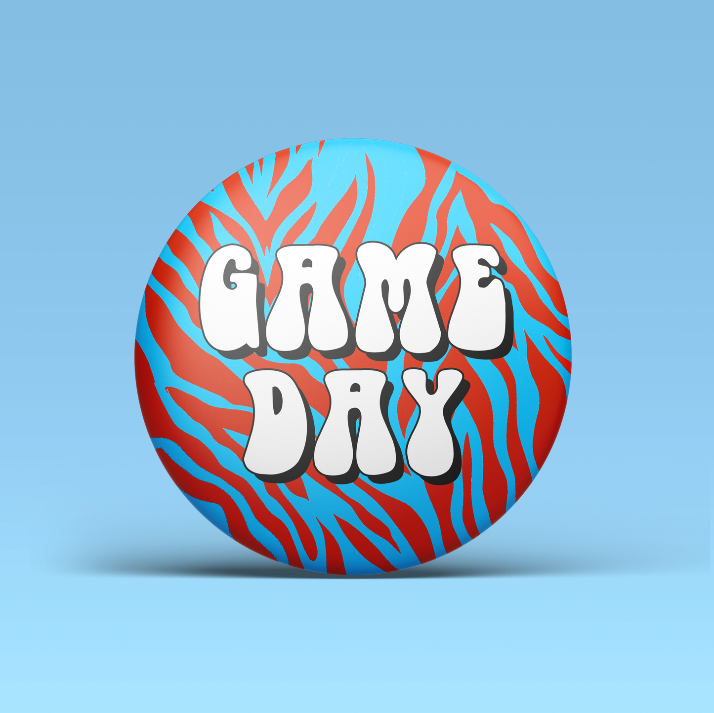 Zebra Game Day Button - Blue & Red