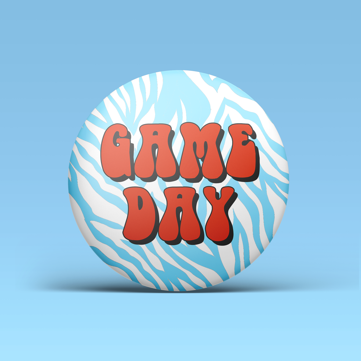Zebra Game Day Button - Blue & Red