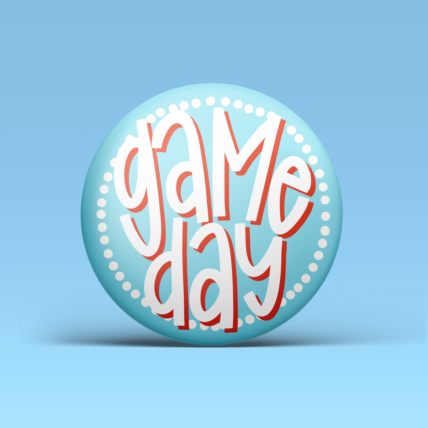 Polka Dot Game Day Button - Blue & Red