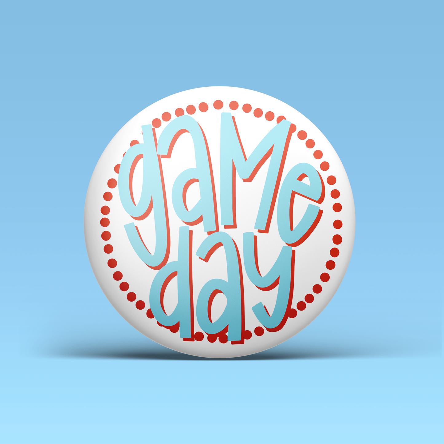 Polka Dot Game Day Button - Blue & Red