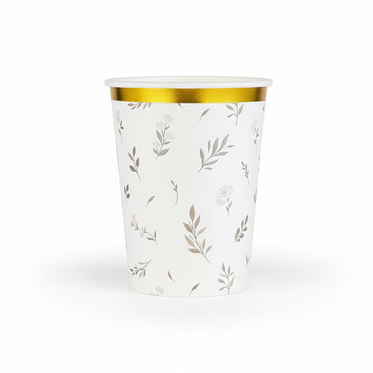 Floral Eucalyptus Paper Cups 9oz (8 Pack)