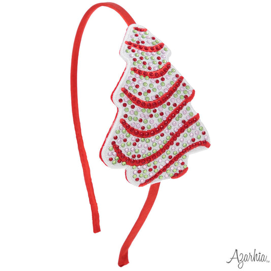 Confetti Cake Rhinestone Christmas Tree Headband – Holiday Hair Accessory for Girls