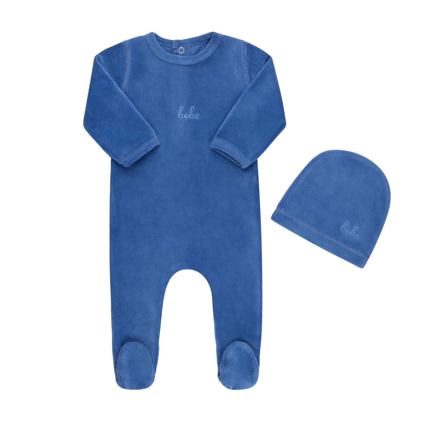 Ribbed Velour Bebe Footie & Hat