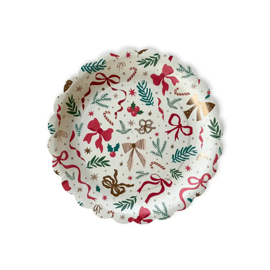 Ribbons & Cheer Bow Christmas Plates (12pcs)