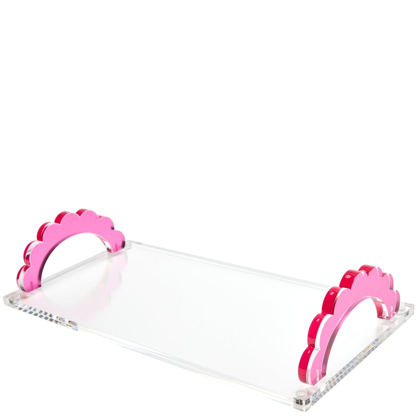 Rose Acrylic Scallop Handle Photo Tray