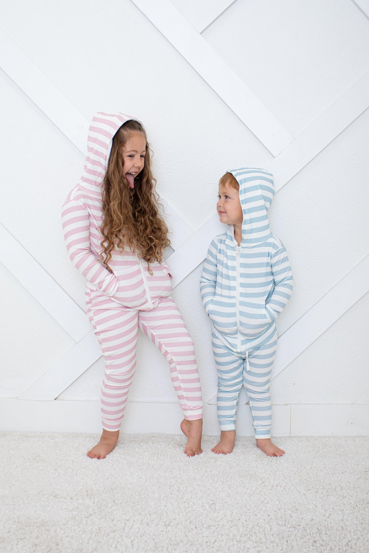 Blush Stripes Zipper Hoodie