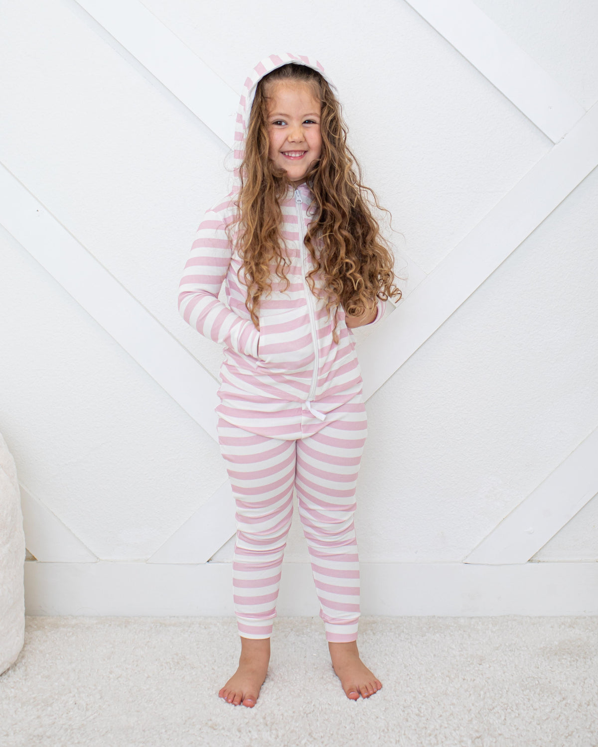 Blush Stripes Zipper Hoodie