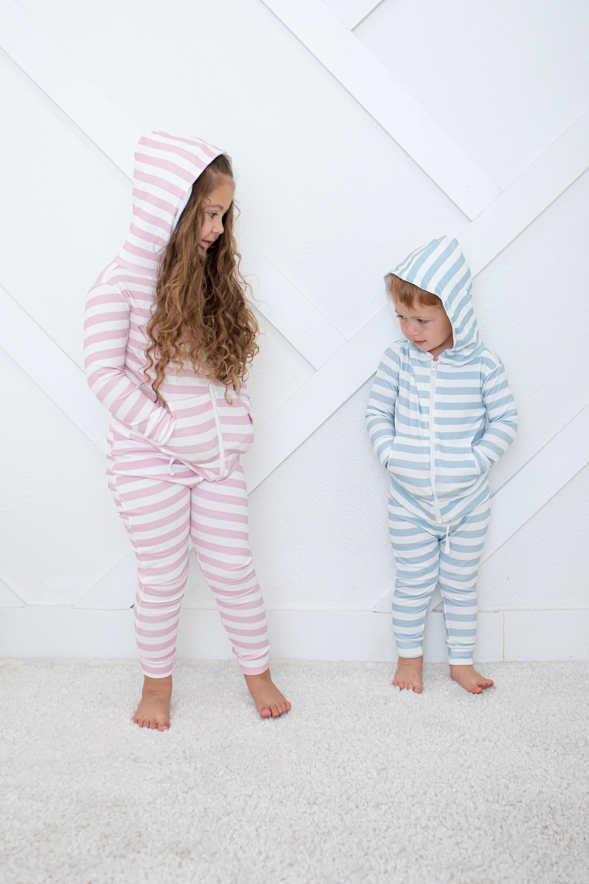 Blush Stripes Zipper Hoodie