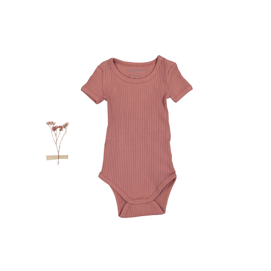 The Short Sleeve Onesie - Rosewood Ribbed