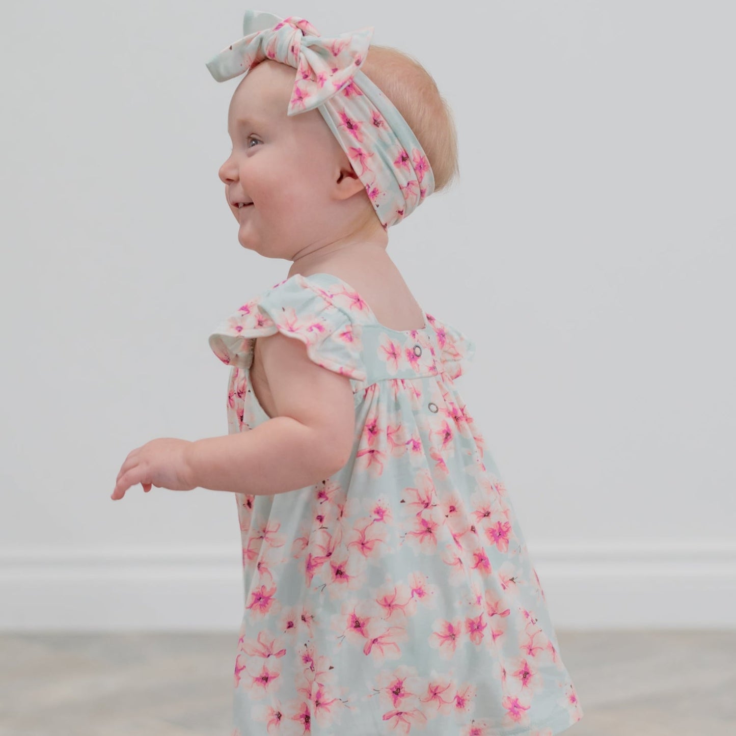 Pretty Pink Floral Ruffle Dress with Bloomer