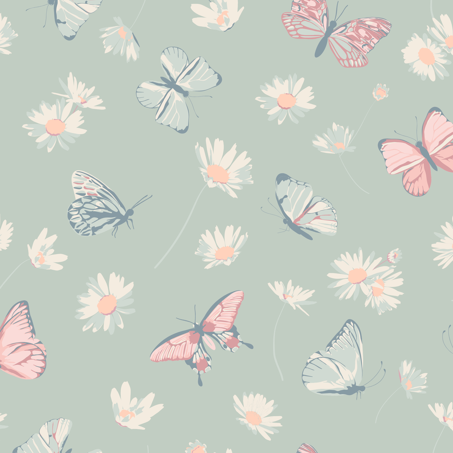 Mint Butterfly Daisy Bamboo Ruffle Baby Footie