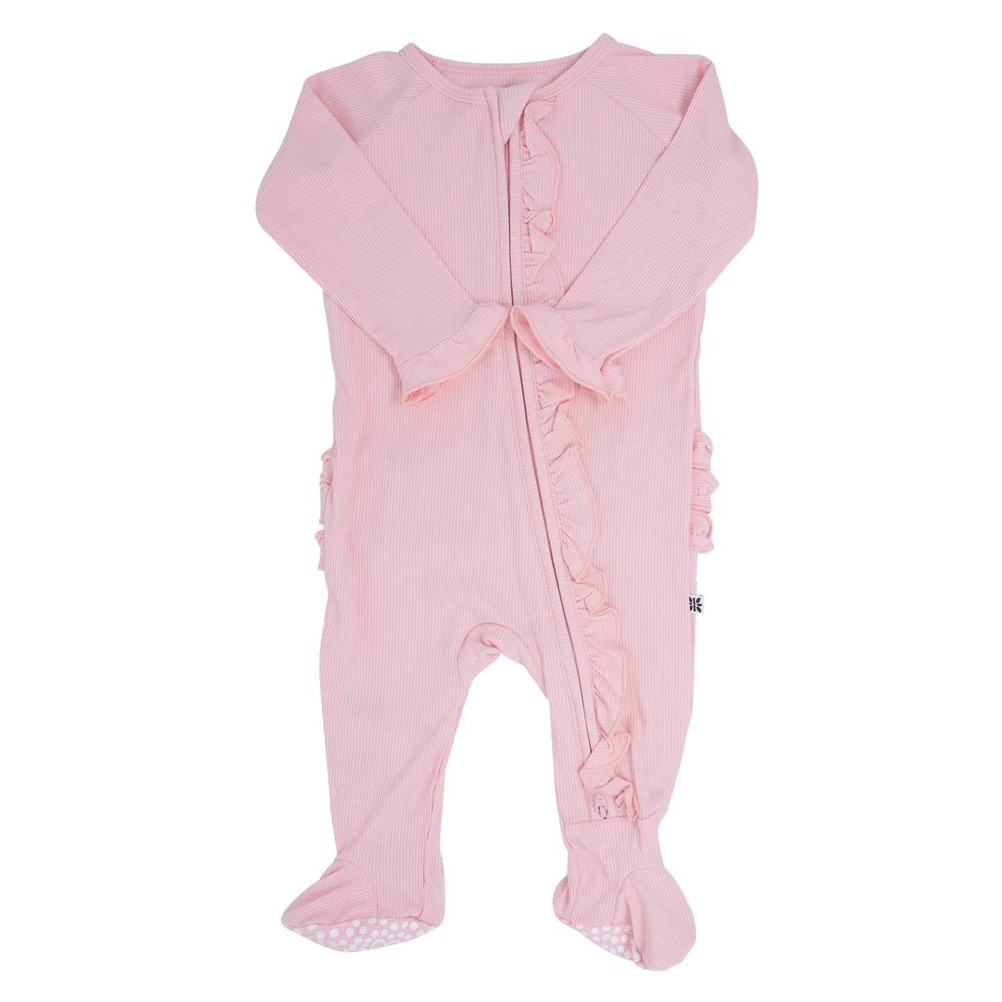 Ruffle Footie Perfect Pink Rib