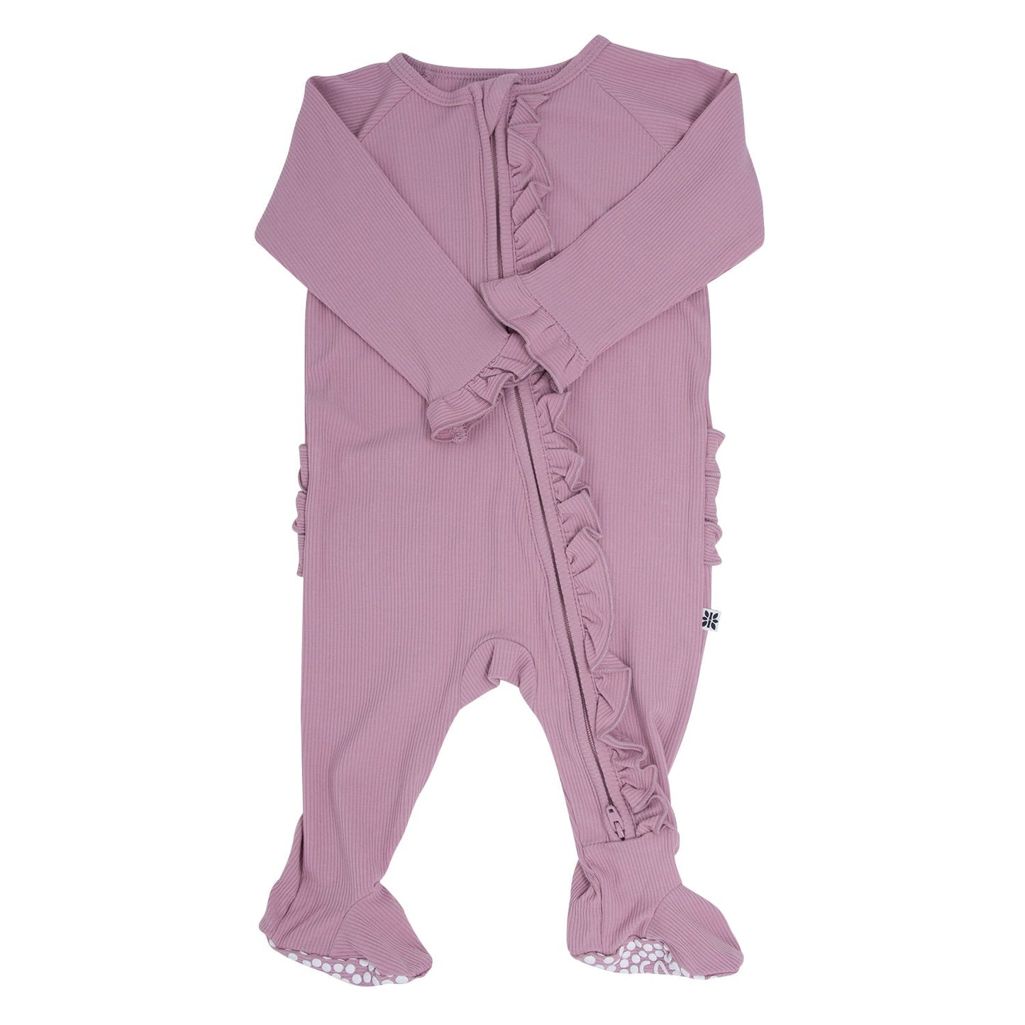 Ruffle Footie Petunia Pink Rib