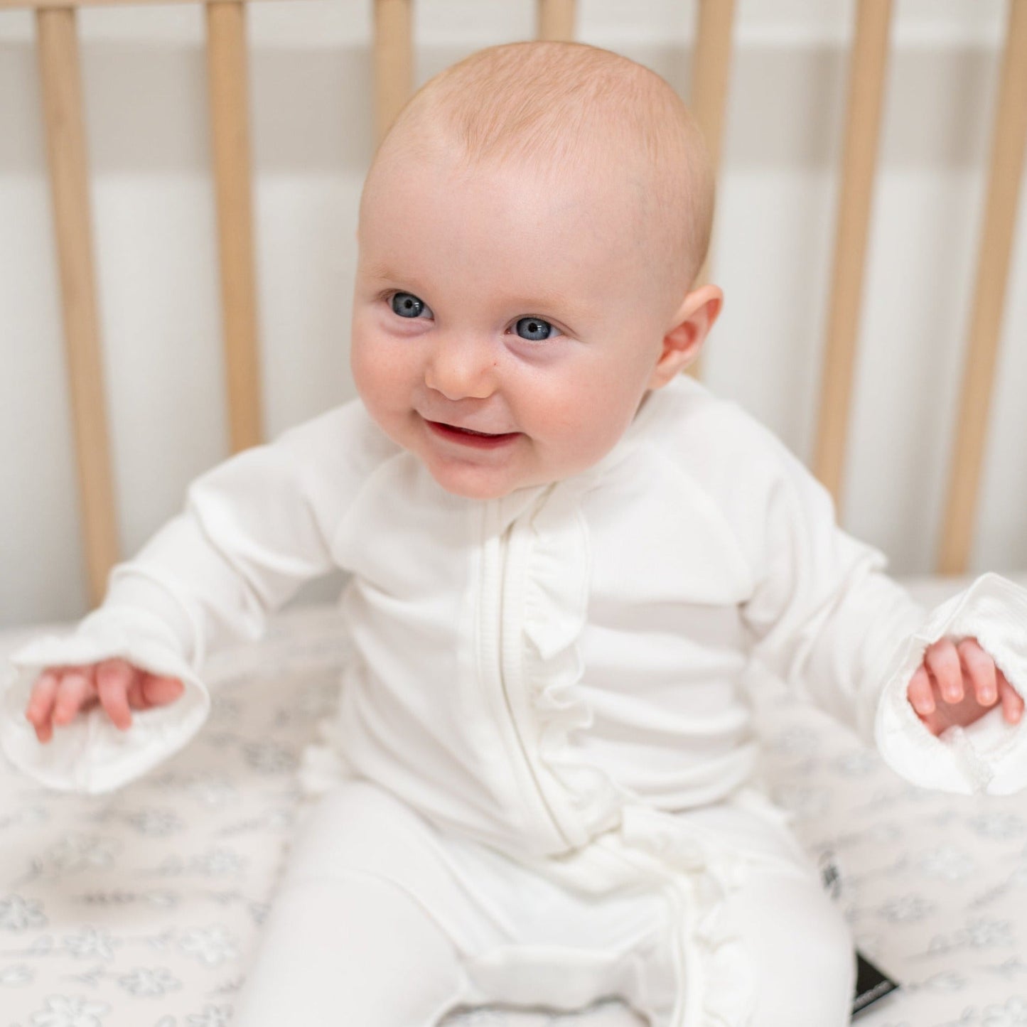 Ruffle Footie Pure White Rib