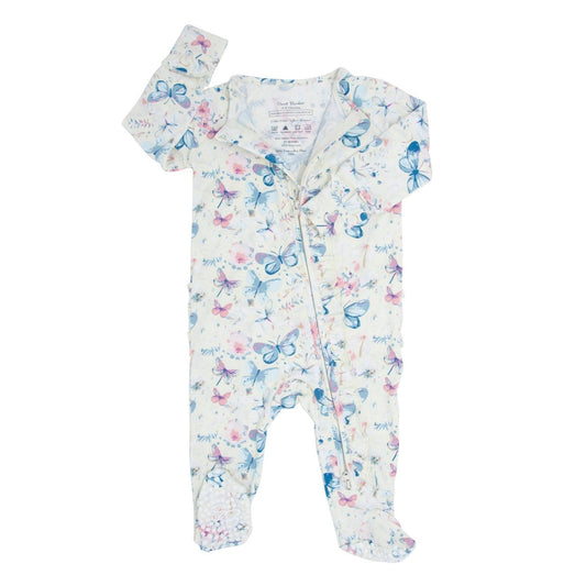 Watercolor Butterfly Ruffle Baby Footie