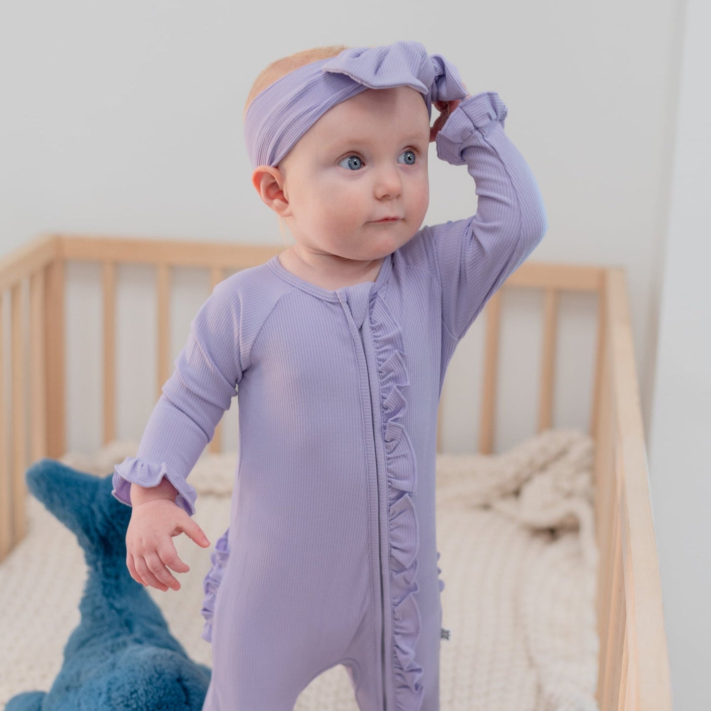 Ruffle Footie Orchid Petal Rib