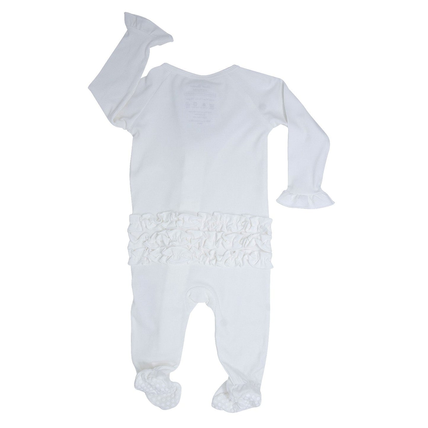 Ruffle Footie Pure White Rib