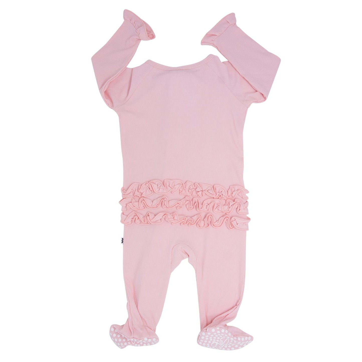 Ruffle Footie Perfect Pink Rib