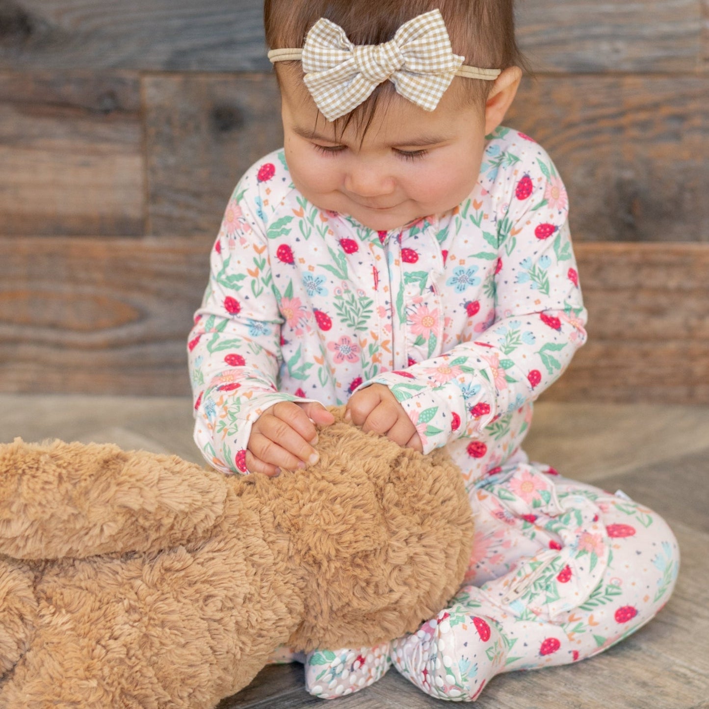 Ladybug Flower Garden Ruffle Baby Footie