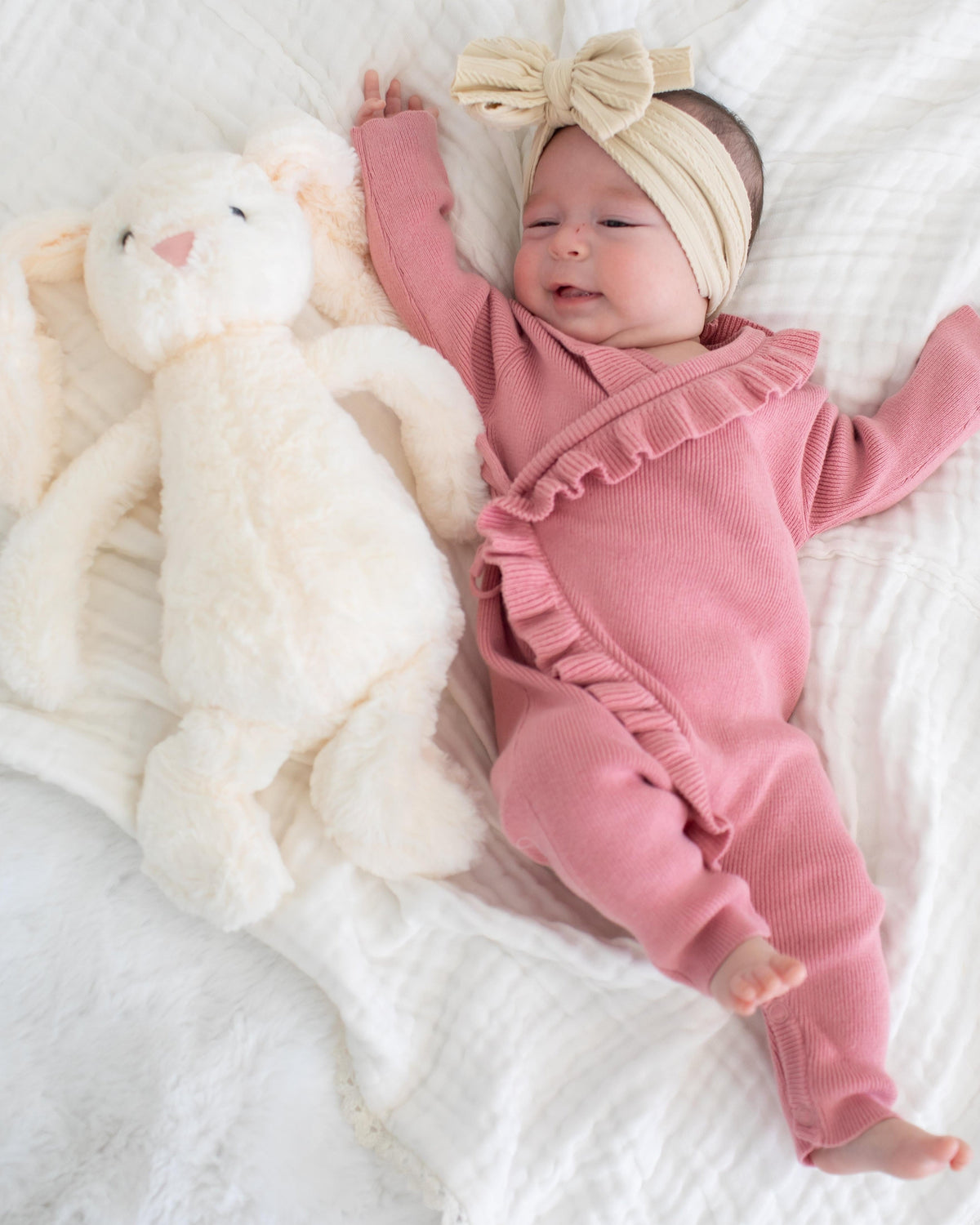 Ruffle Knit Romper in Dusty Rose