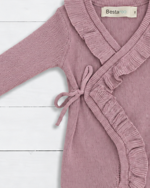 Ruffle Knit Romper in Soft Plum