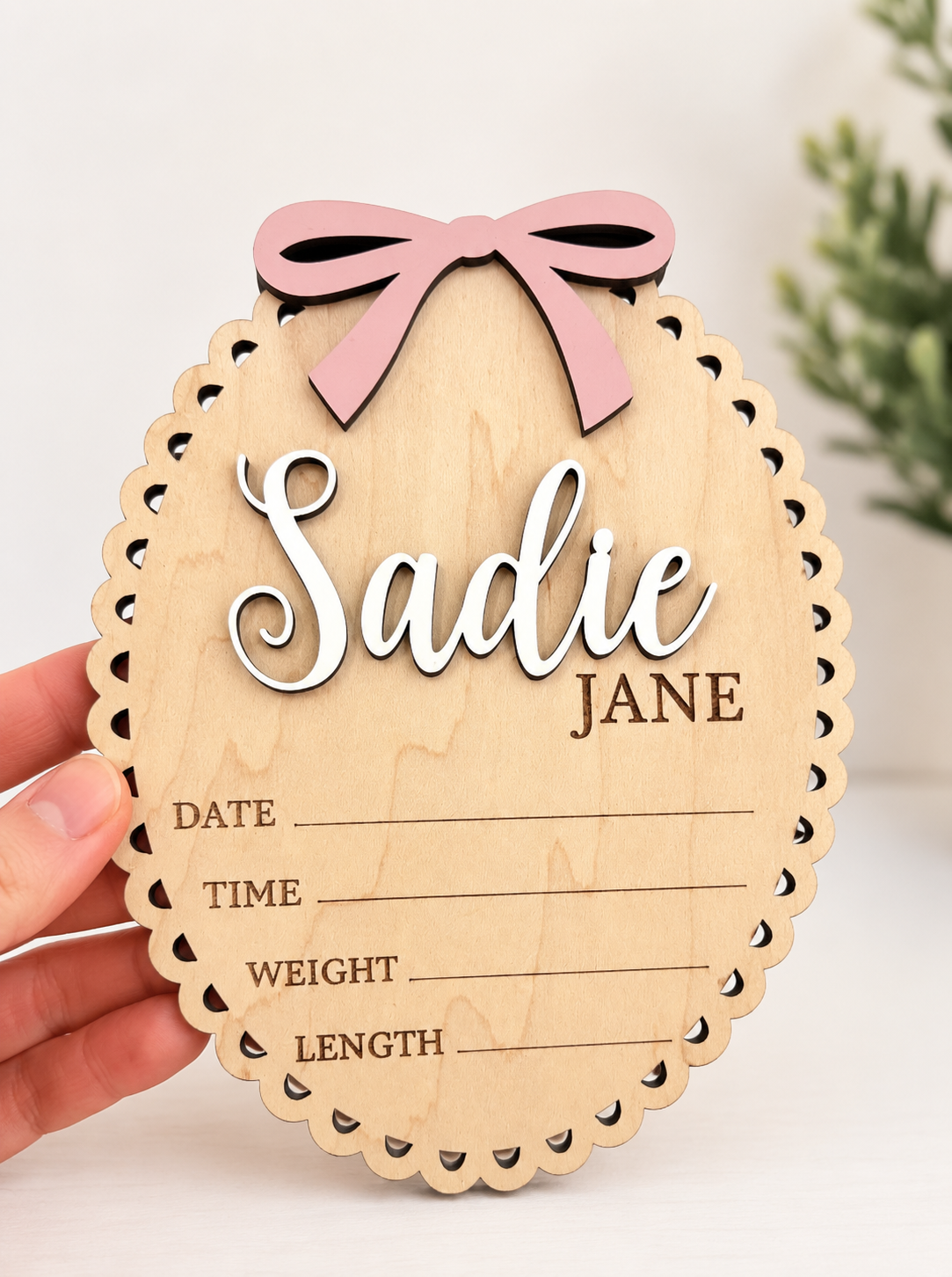Baby Name Announcement Sign Newborn Girl