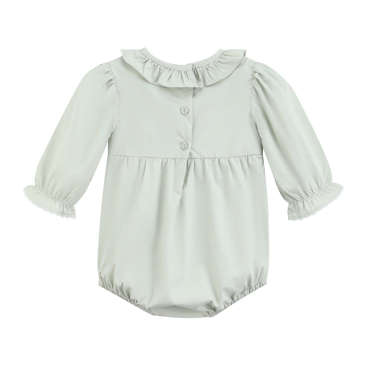 Sage Green Pumpkin Smocked Ruffle Bubble Romper