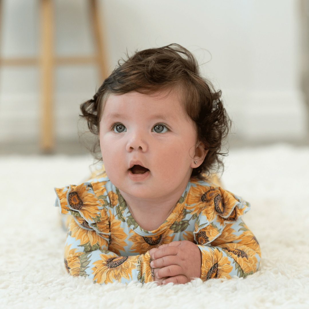Sammy's Sunflower Flutter Sleeve Romper